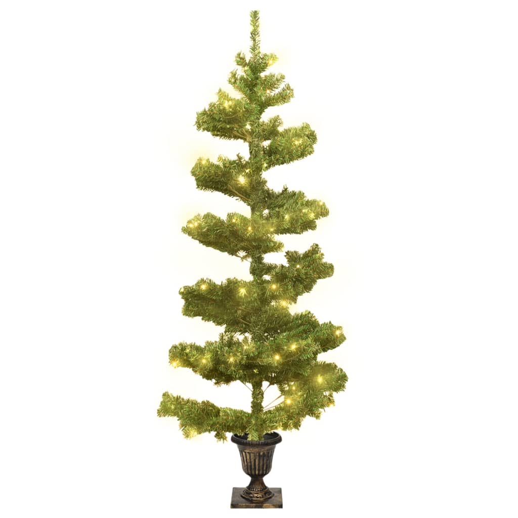 Vidaxl Kunstkerstboom med belysning och potten 120 cm PVC Green