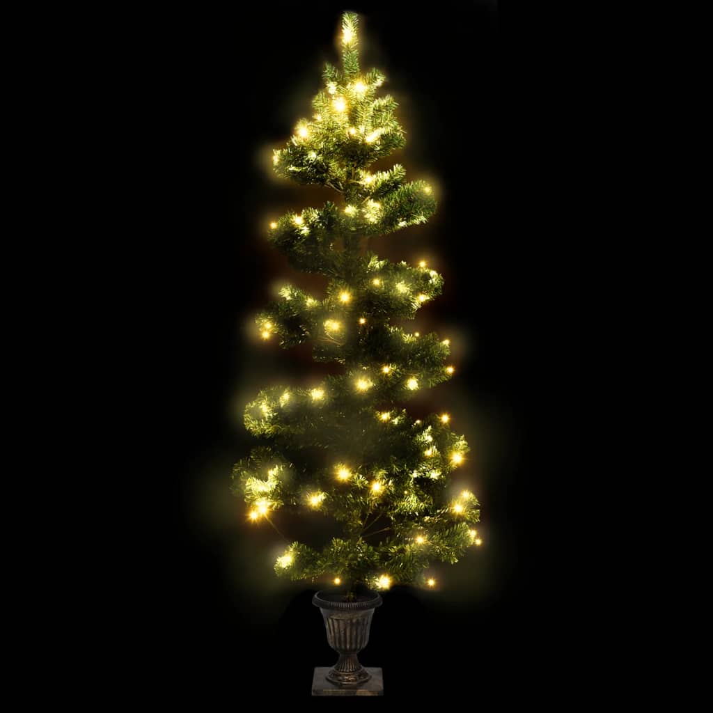 Vidaxl Kunstkerstboom med belysning och potten 120 cm PVC Green