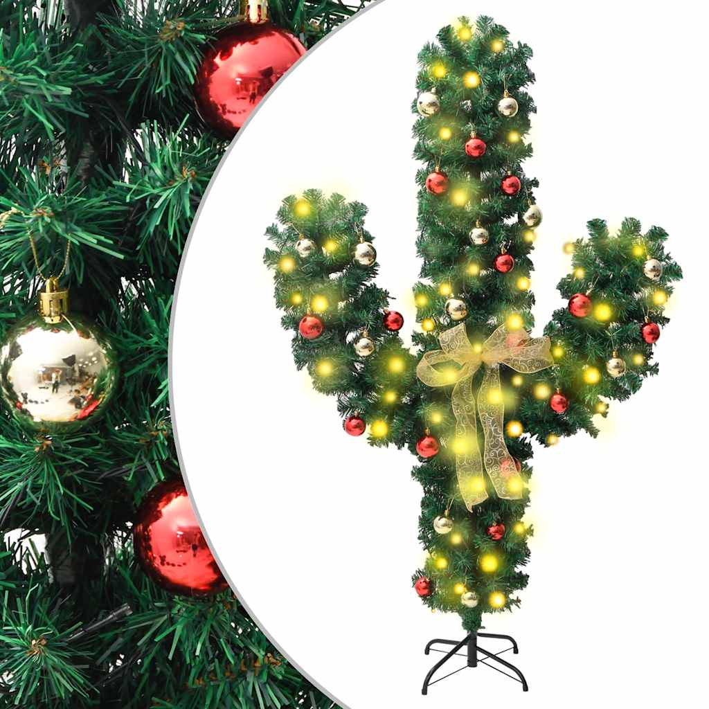 Vidaxl Christmas cactus with standard and LEDs 150 cm PVC green