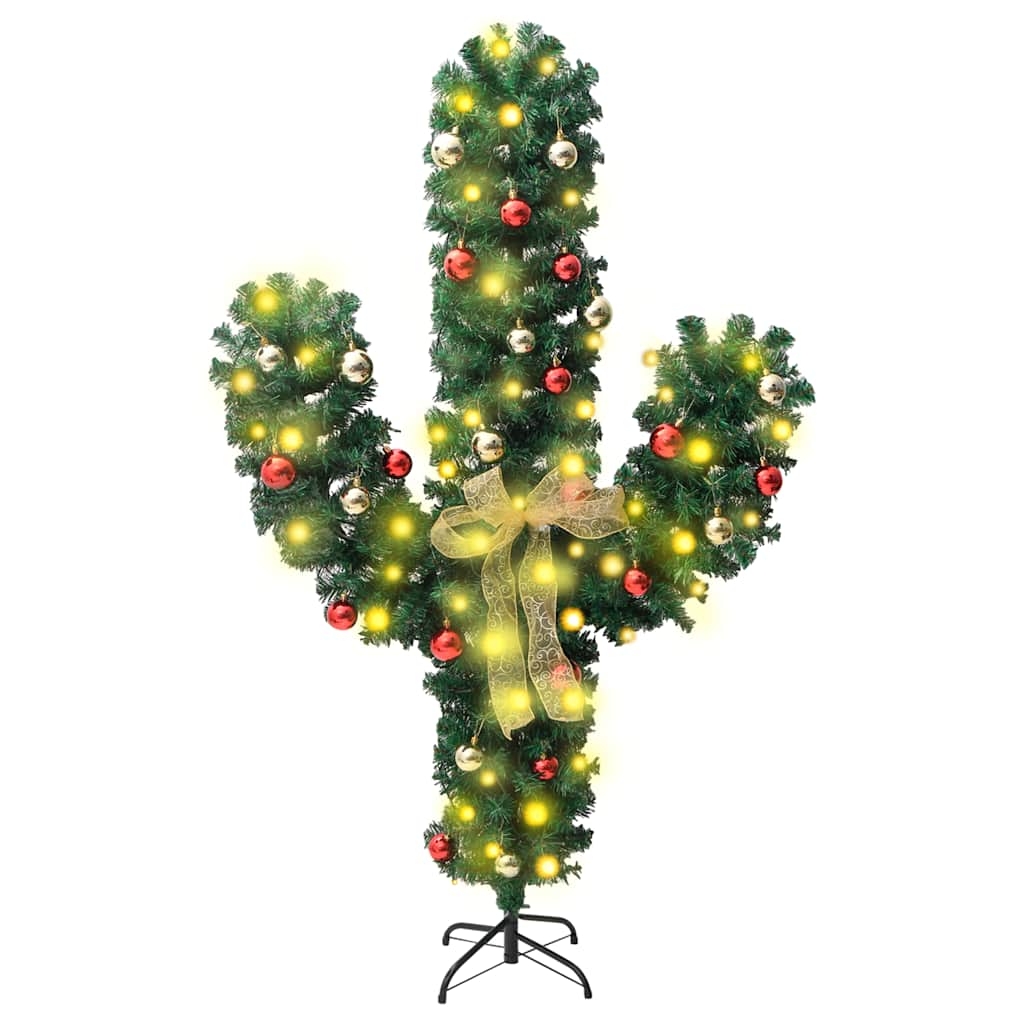 Vidaxl Christmas cactus with standard and LEDs 150 cm PVC green