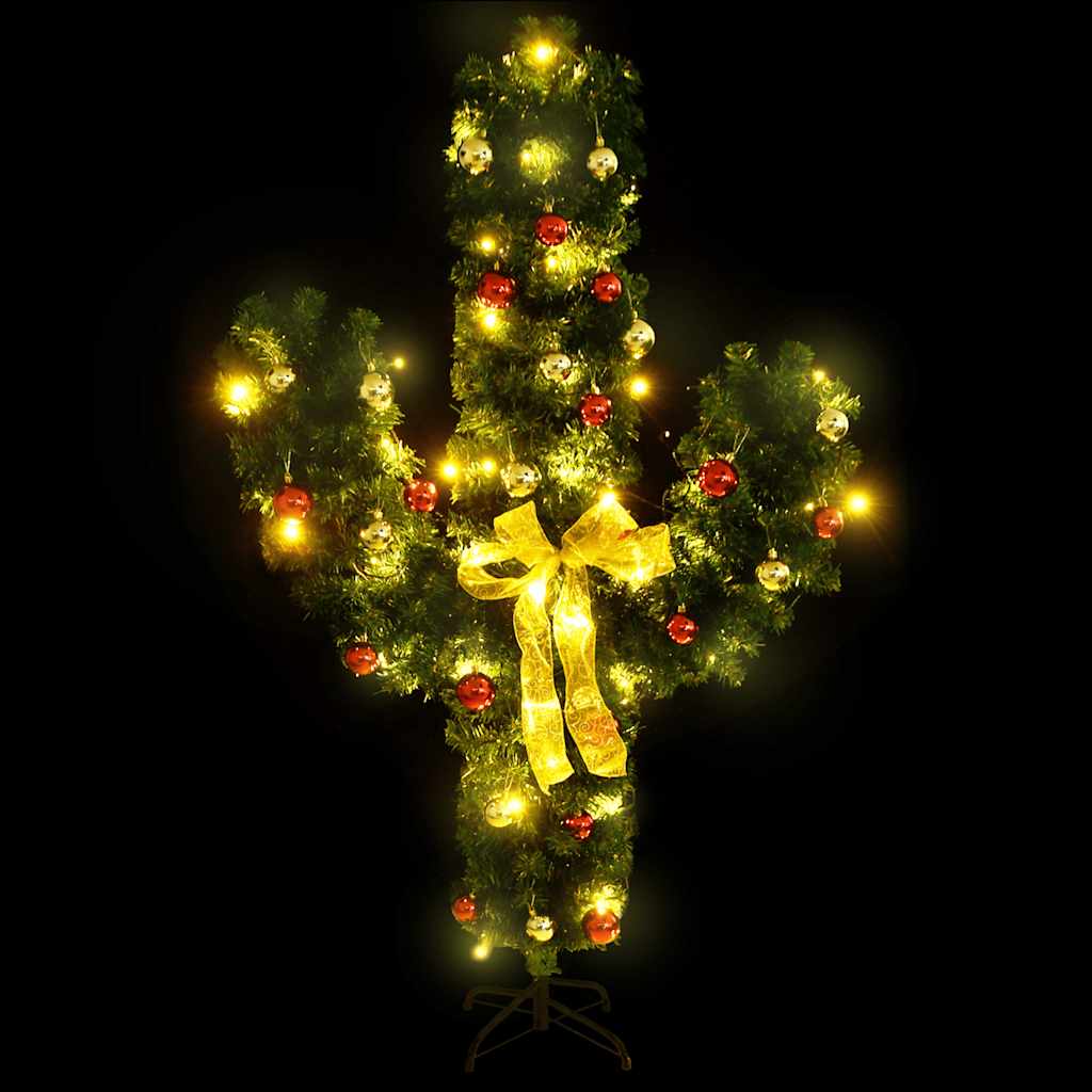 Vidaxl julkaktus med standard och lysdioder 210 cm PVC Green