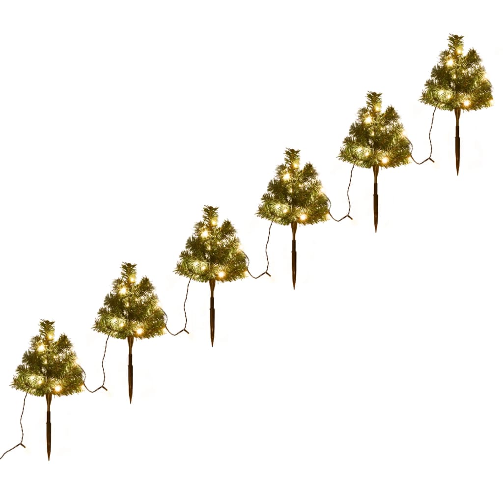 Vidaxl Tuinpadkerst trees 6 st with warm white LEDs 45 cm PVC