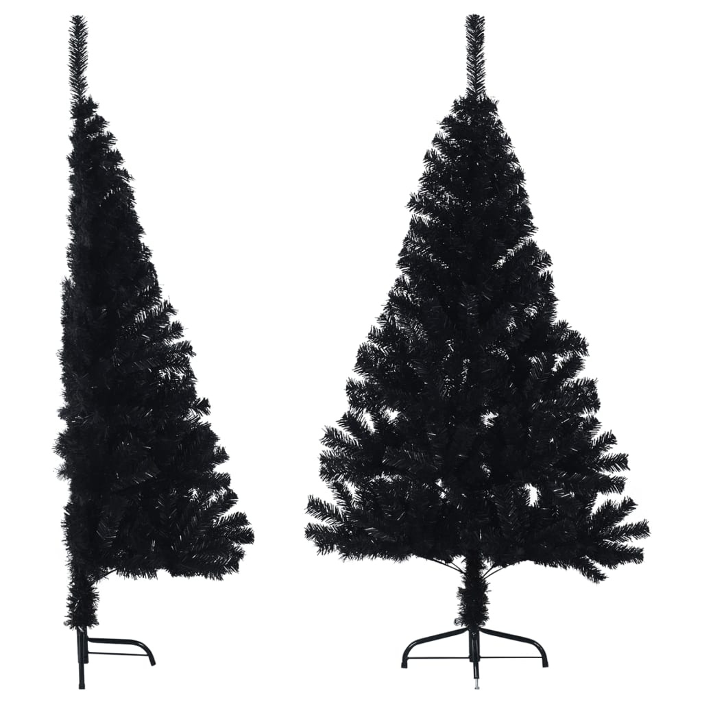 VidaXL Kunstkerstboom with standard half past 120 cm PVC Black