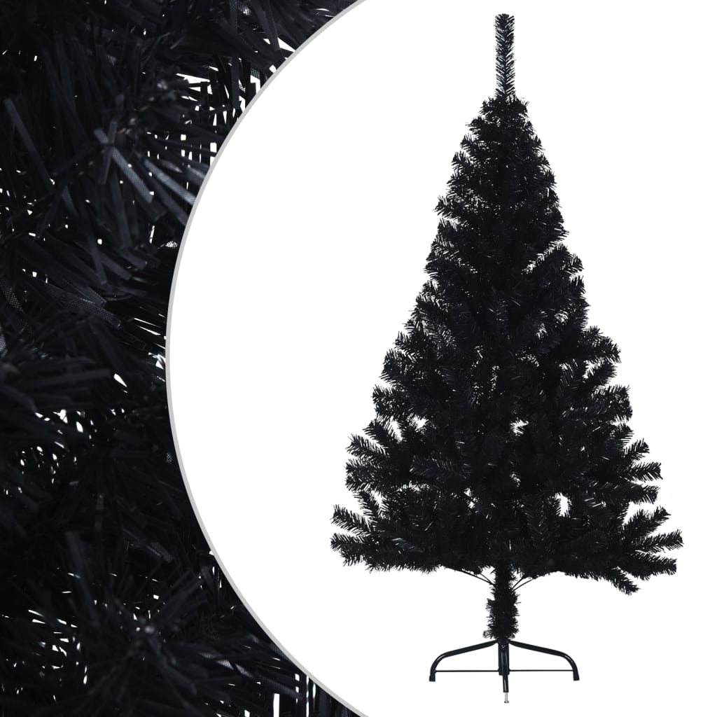 VidaXL Kunstkerstboom with standard half past 120 cm PVC Black
