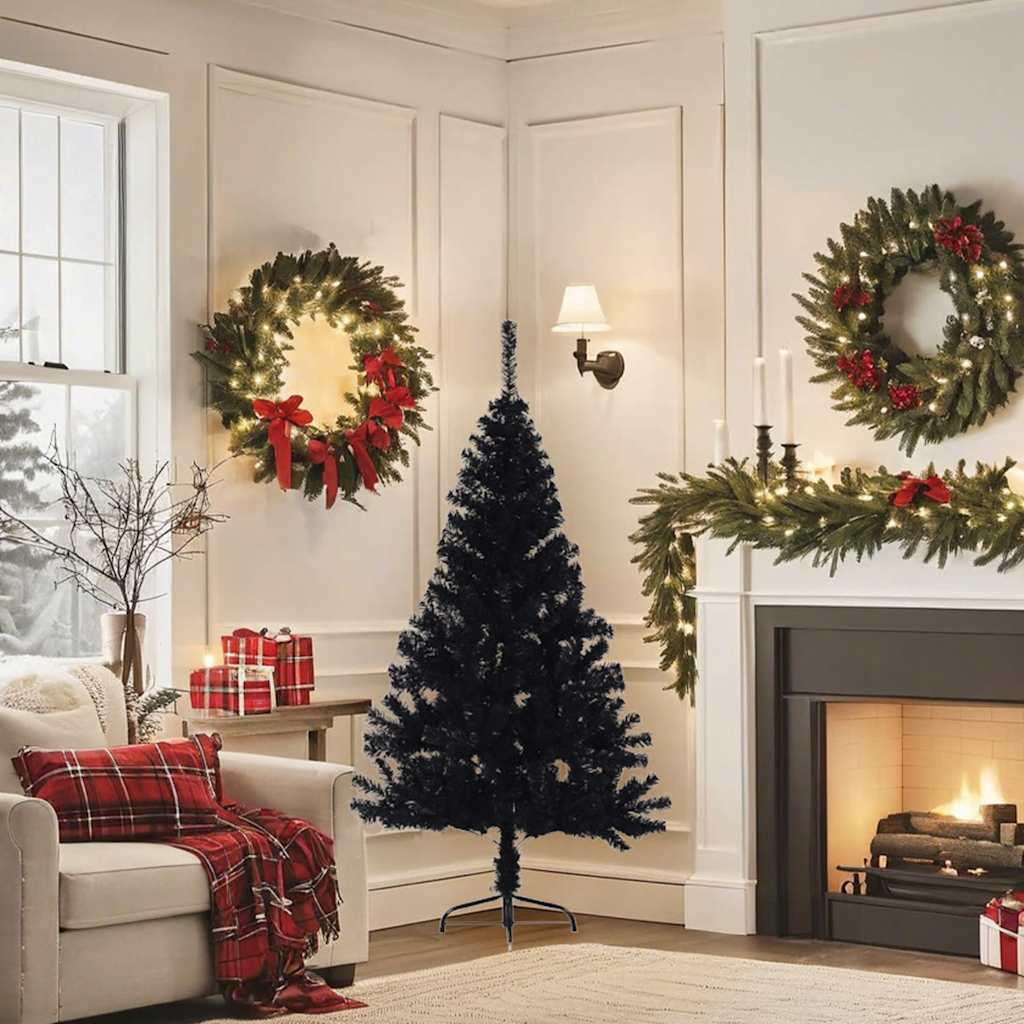 Vidaxl Kunstkerstboom com meio 150 cm de PVC preto