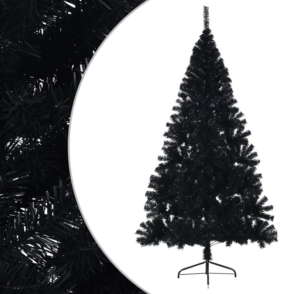 Vidaxl Kunstkerstboom med standard halv 240 cm PVC svart