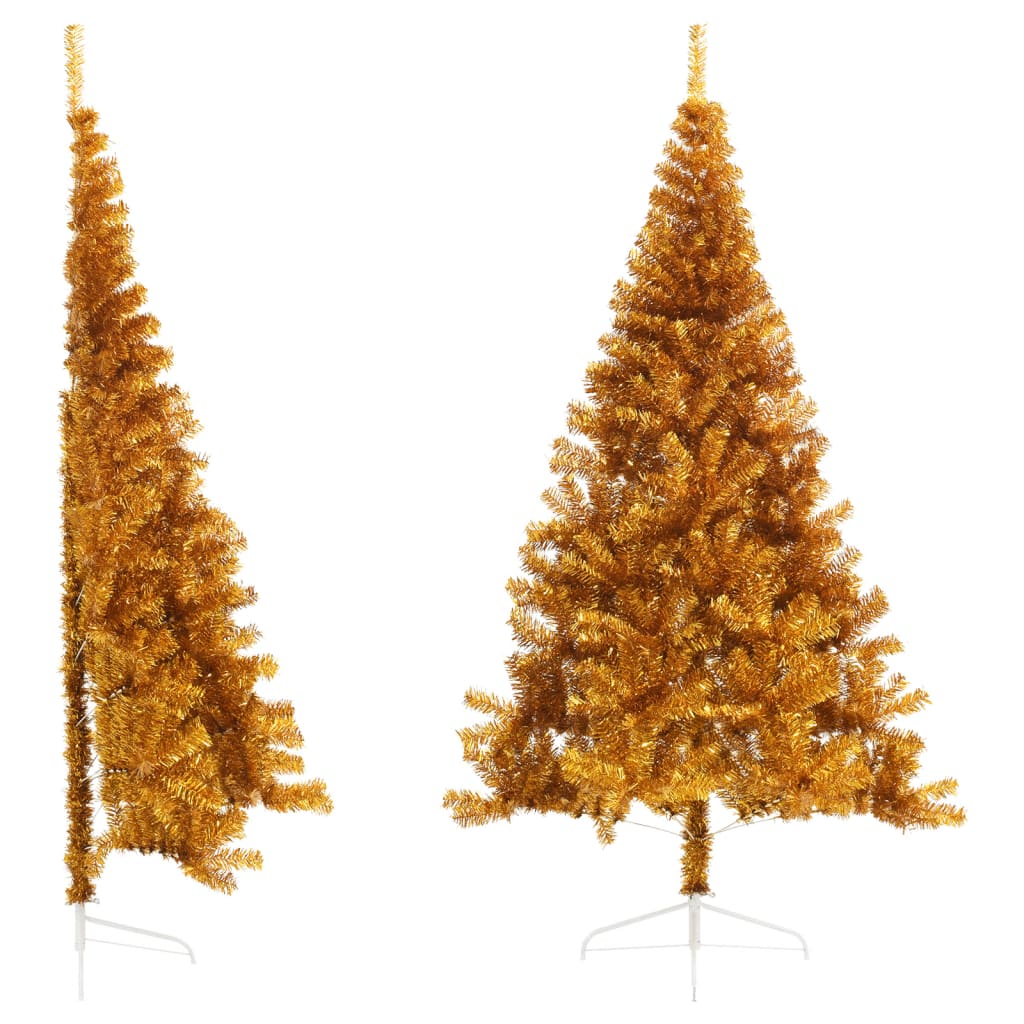 VidaXL Kunstkerstboom Half with standard 240 cm cap gold colored