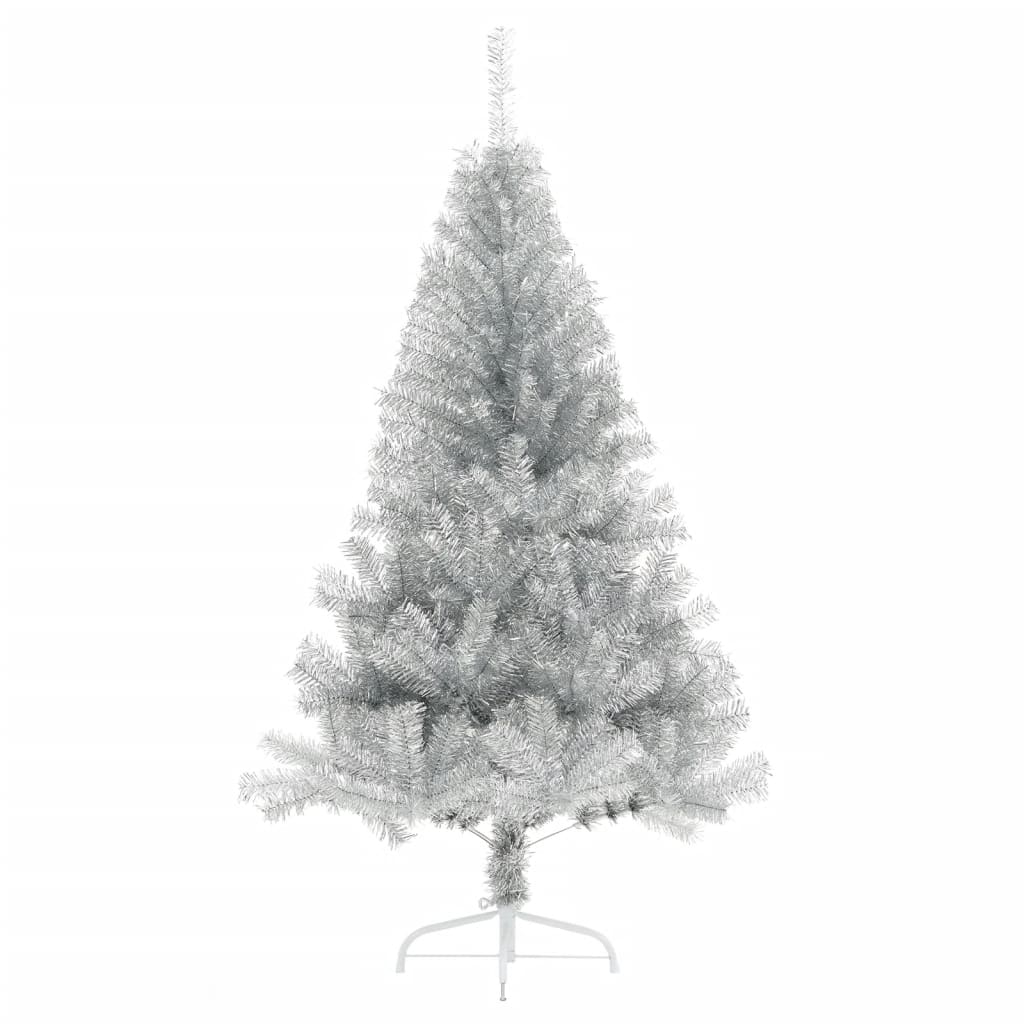 Vidaxl kunstkerstboom moitié avec un capuchon standard de 120 cm en argent coloré