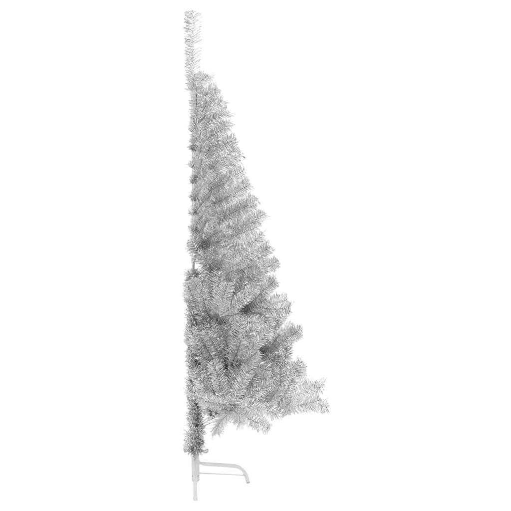 Vidaxl kunstkerstboom moitié avec un capuchon standard de 120 cm en argent coloré