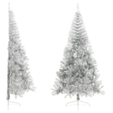 Vidaxl KunstkerstBoom polovina se standardní 240 cm čepice stříbrná barva
