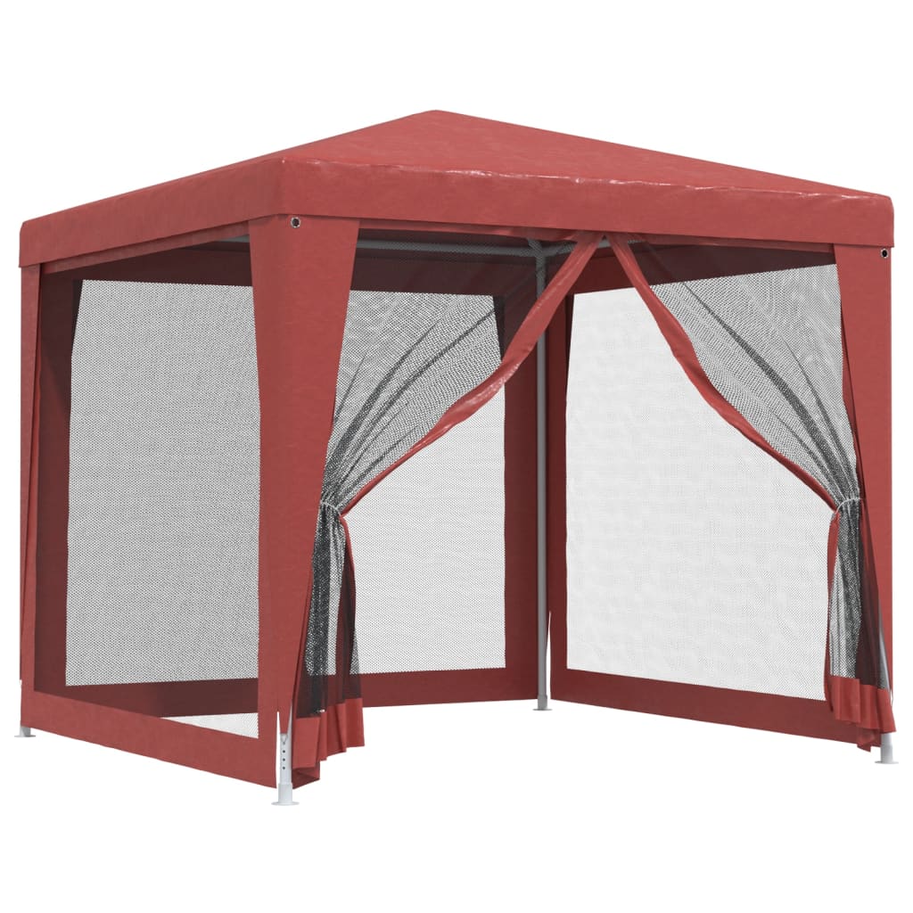 Vidaxl Party tent with 4 mesh side walls 2.5x2.5 m HDPE red