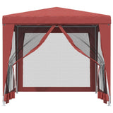 Vidaxl Party tent with 4 mesh side walls 2.5x2.5 m HDPE red