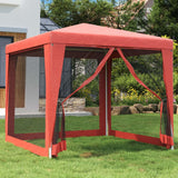 Vidaxl Party tent with 4 mesh side walls 2.5x2.5 m HDPE red