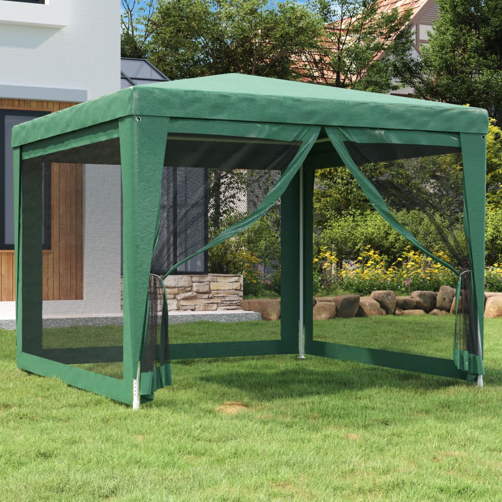 Vidaxl Party Telt med 4 mesh sidevægge 3x3 m HDPE Green