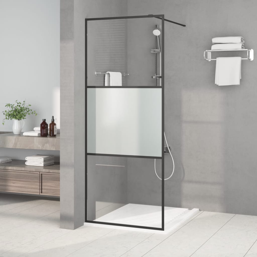 Vidaxl Walk-in shower wall 80x195 cm half-mat ESG glass black