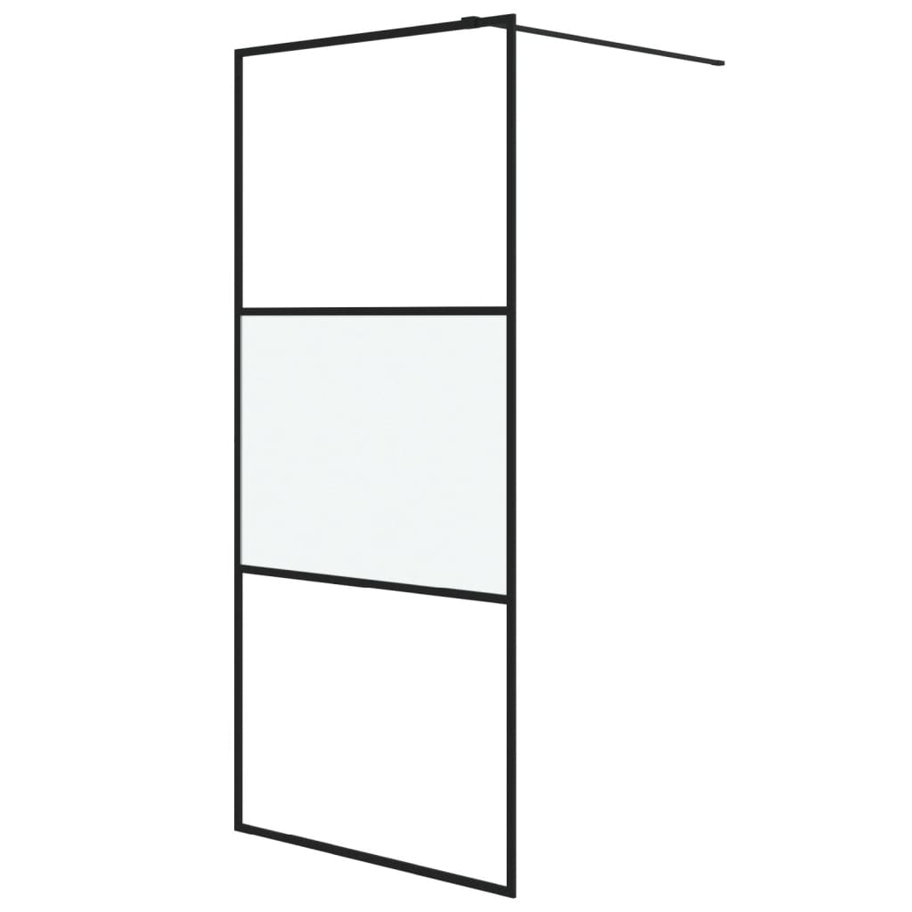 Vidaxl Walk-in shower wall 90x195 cm half-mat ESG glass black