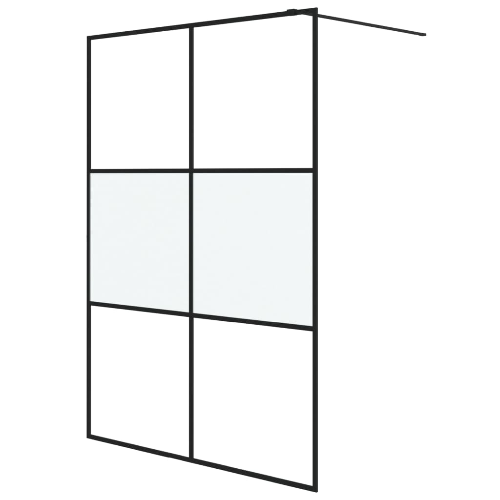 Vidaxl Walk-in shower wall 140x195 cm half-mat ESG glass black