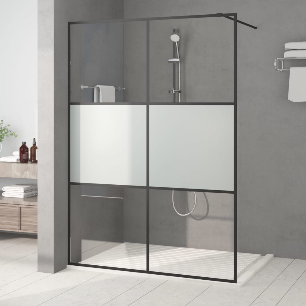 Vidaxl Walk-in shower wall 140x195 cm half-mat ESG glass black