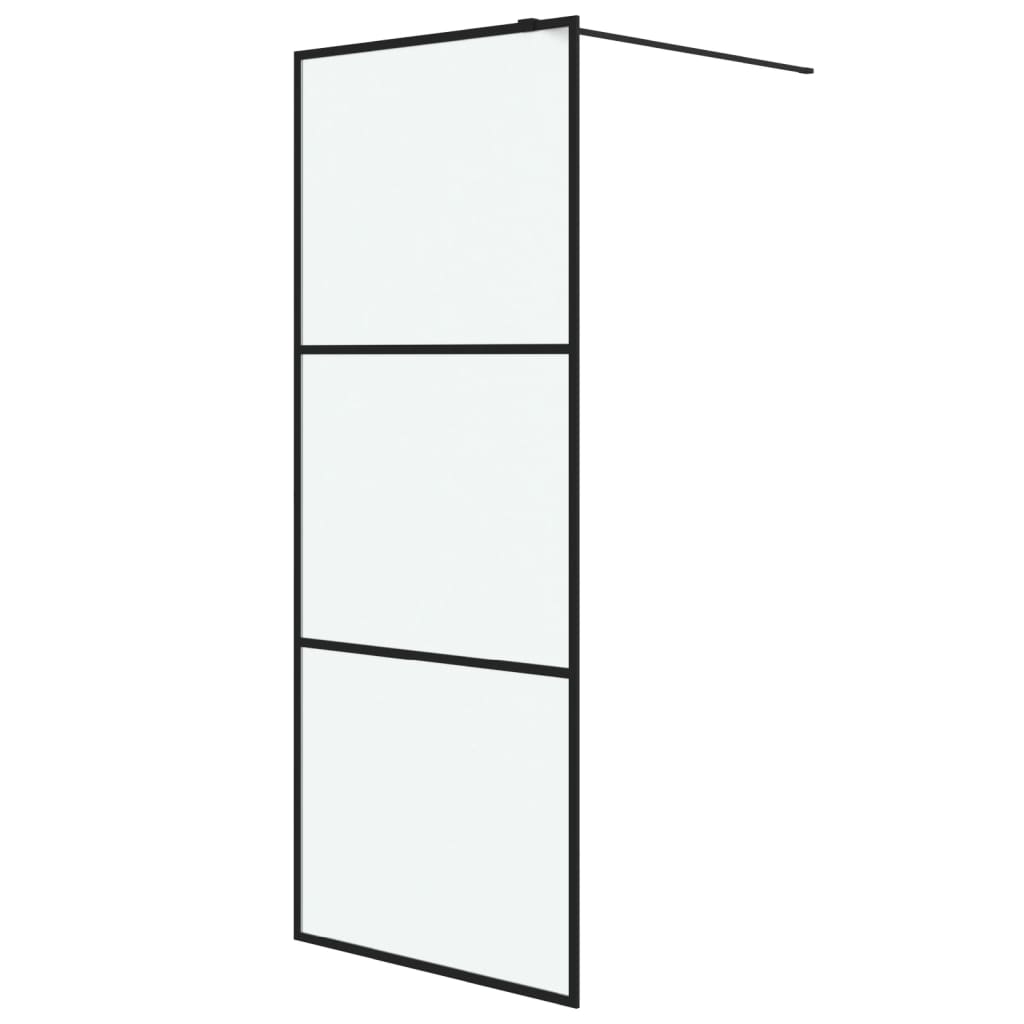 Vidaxl Walk-in shower wall 80x195 cm Mat ESG glass black