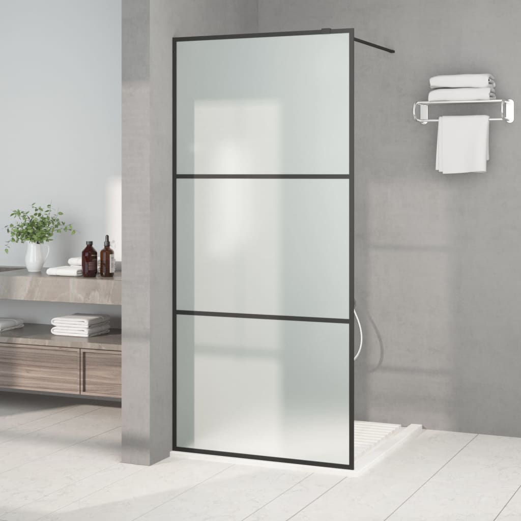 Vidaxl Walk-in shower wall 90x195 cm Mat ESG glass black