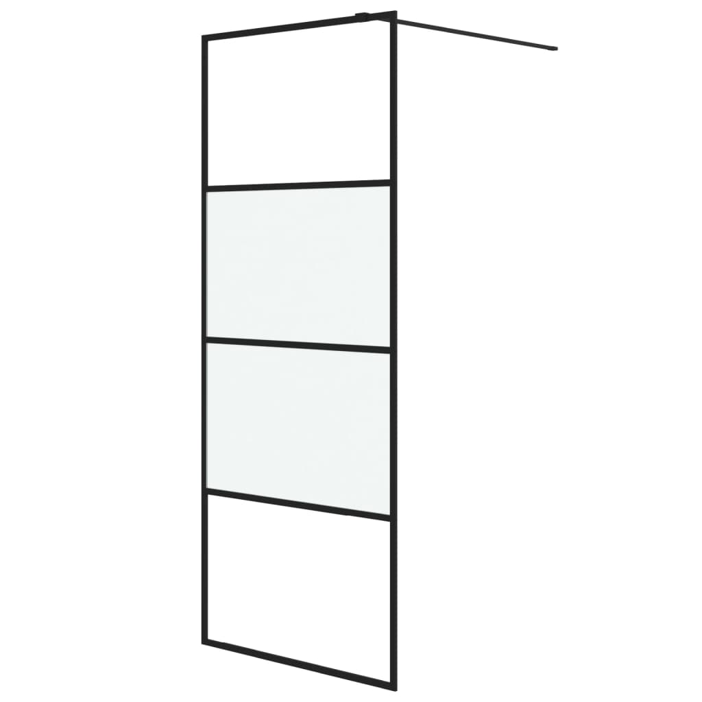 Vidaxl Walk-in shower wall 80x195 cm half-mat ESG glass black