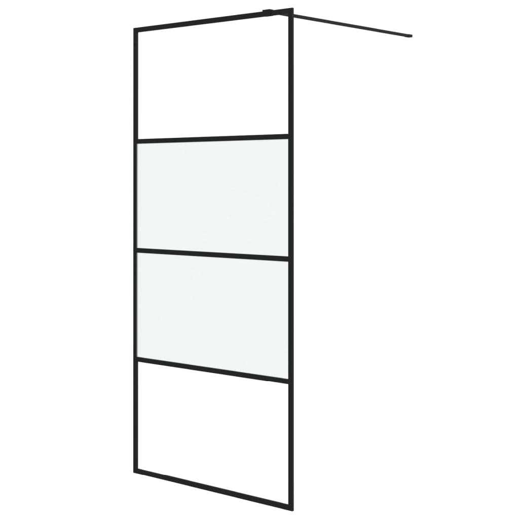 Vidaxl Walk-in shower wall 90x195 cm half-mat ESG glass black