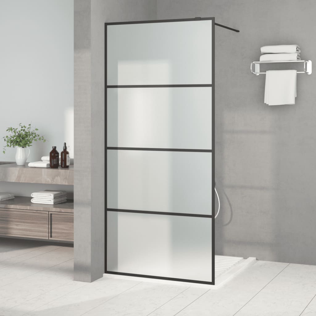 Vidaxl Walk-in shower wall 90x195 cm Mat ESG glass black