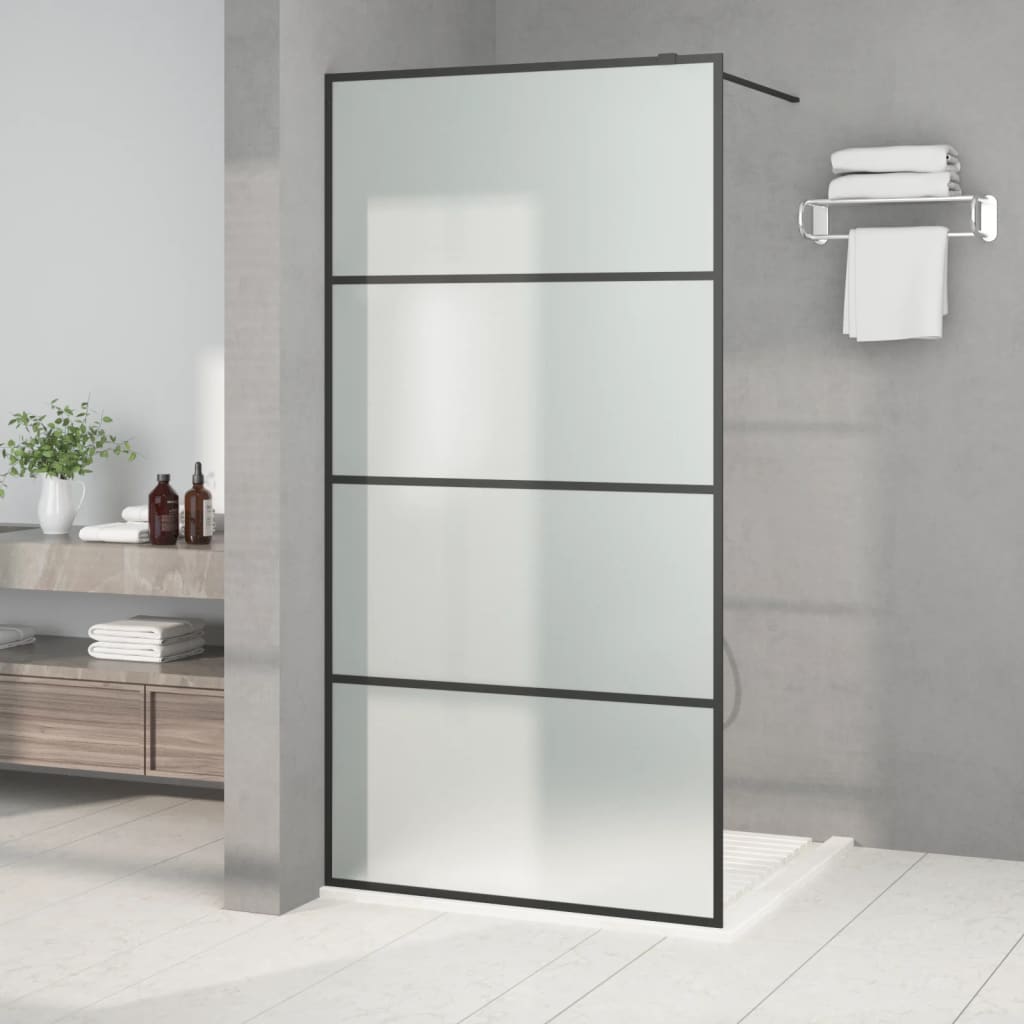 Vidaxl Walk-In duschvägg 100x195 cm matt ESG Glass Black