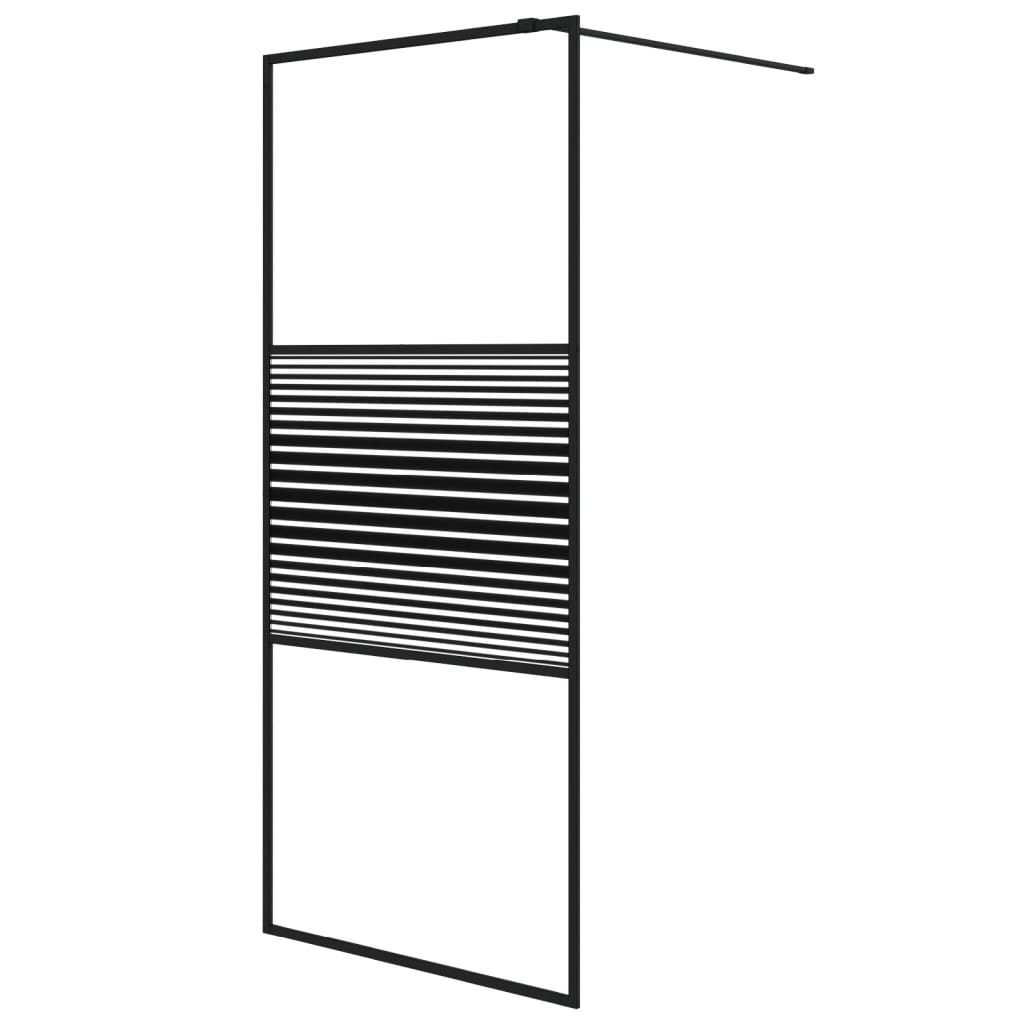 Vidaxl Walk-in shower wall 90x195 cm Transparent ESG glass black