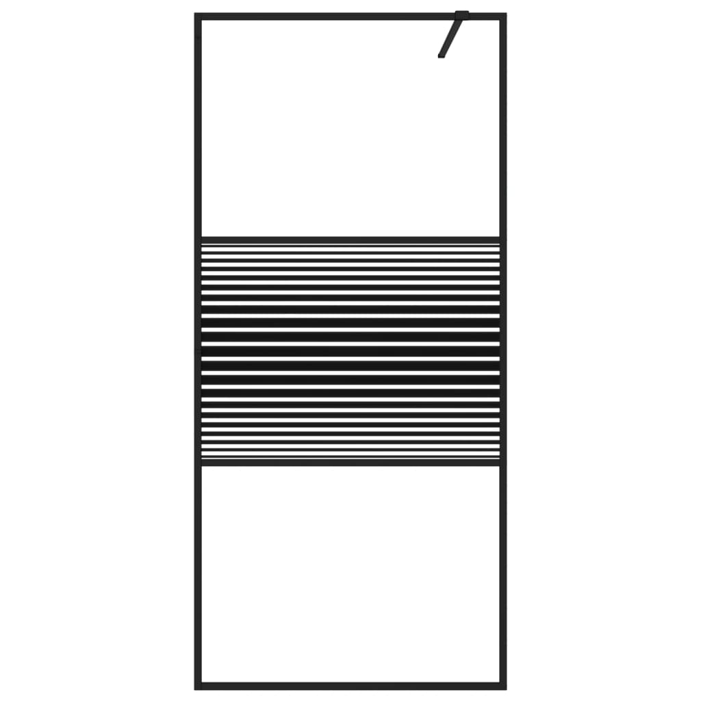 Vidaxl Walk-in shower wall 90x195 cm Transparent ESG glass black
