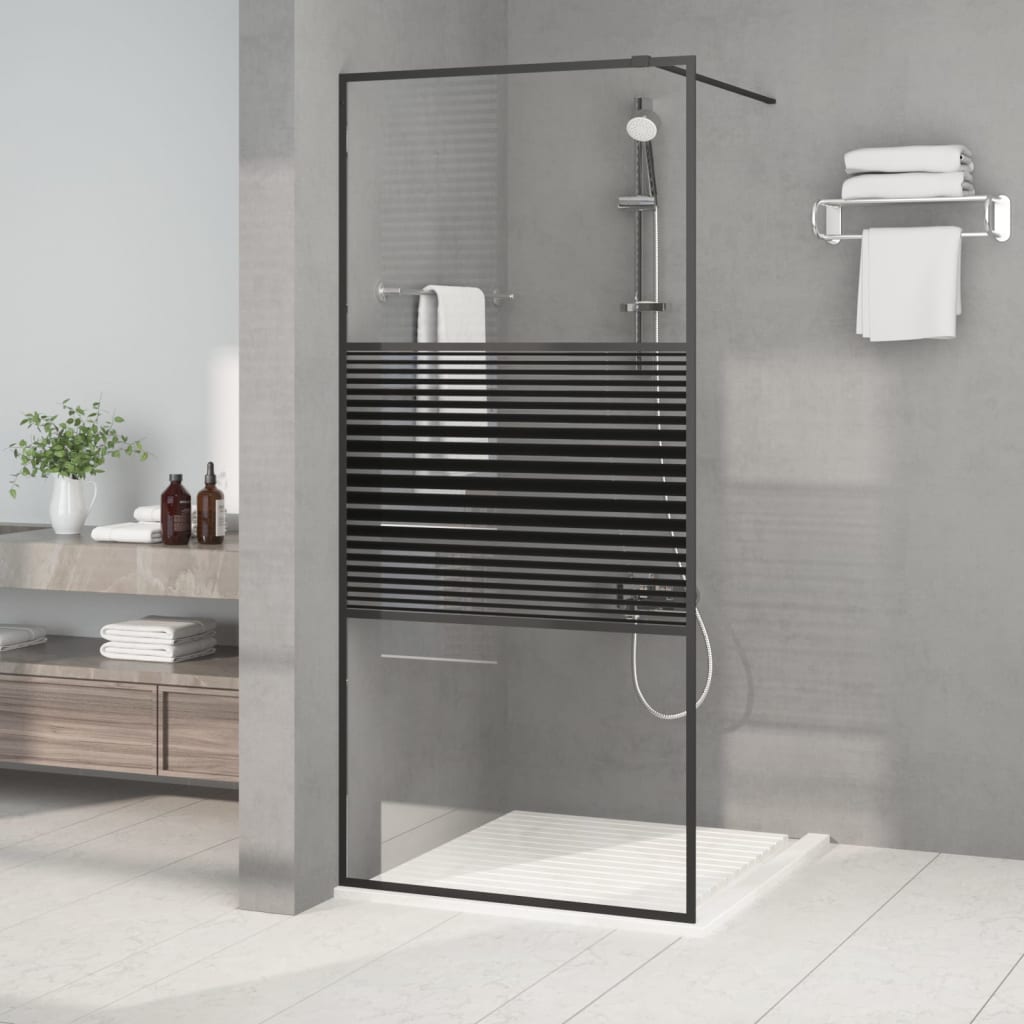 Vidaxl Walk-in shower wall 90x195 cm Transparent ESG glass black