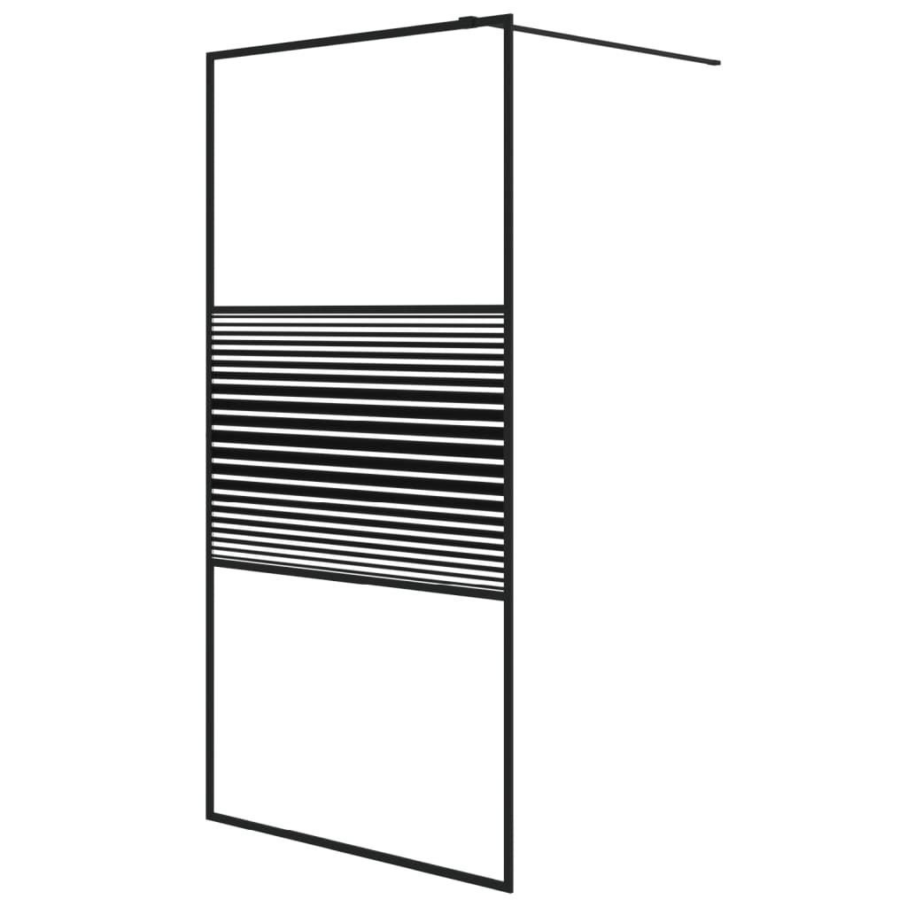 Vidaxl Walk-in shower wall 100x195 cm Transparent ESG glass black