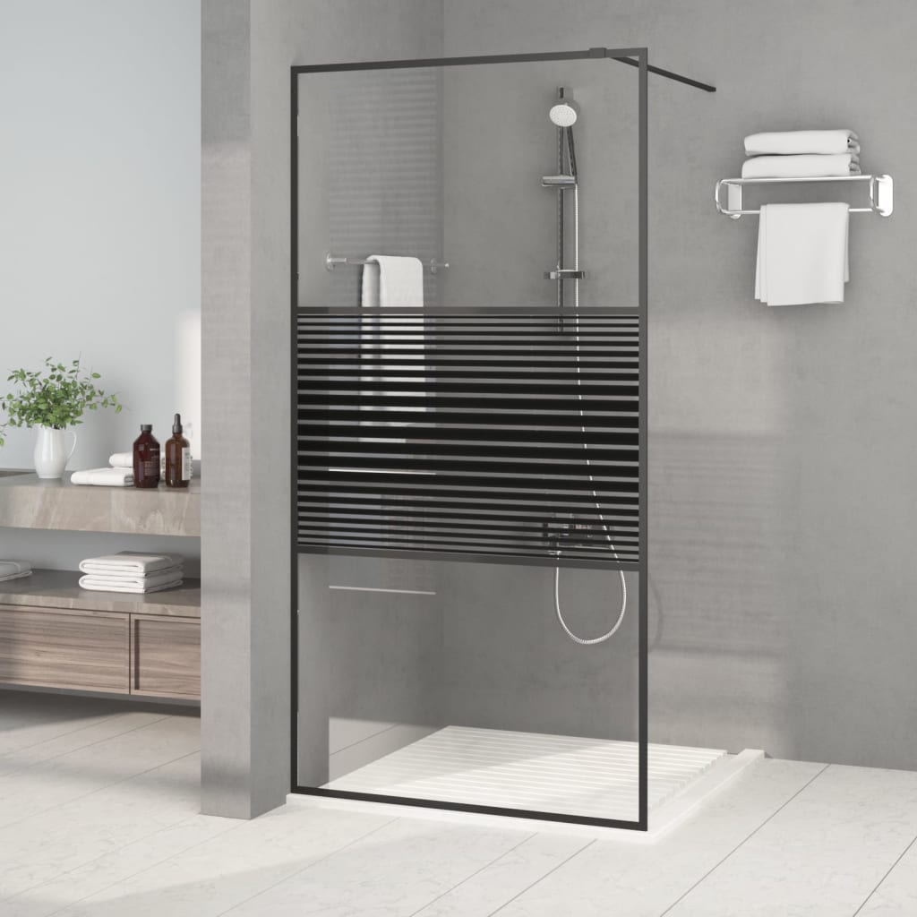 Vidaxl Walk-in shower wall 100x195 cm Transparent ESG glass black