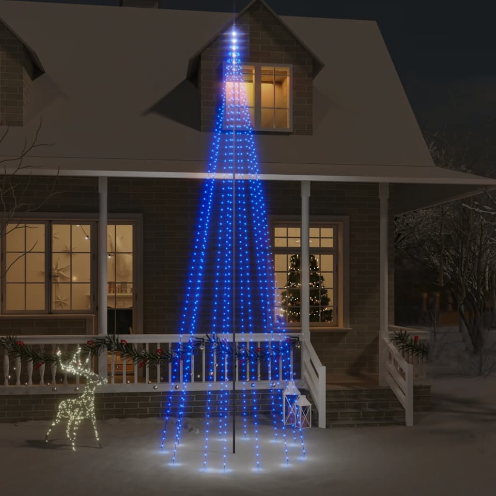 Vidaxl Flagpole Christmas Tree 732 LED Azul 500 cm