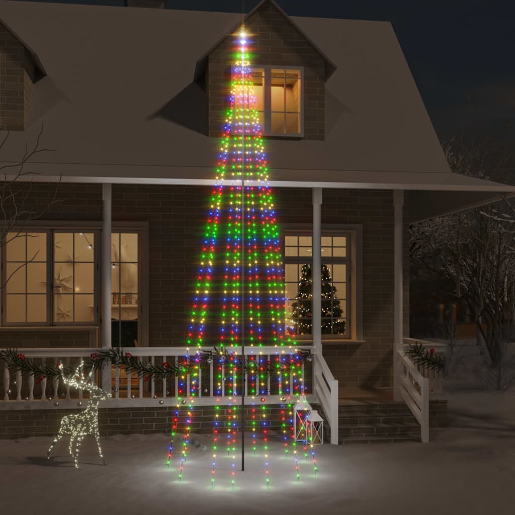 VidaXL Vlaggenmast Christmas tree 732 LEDs multicolored 500 cm