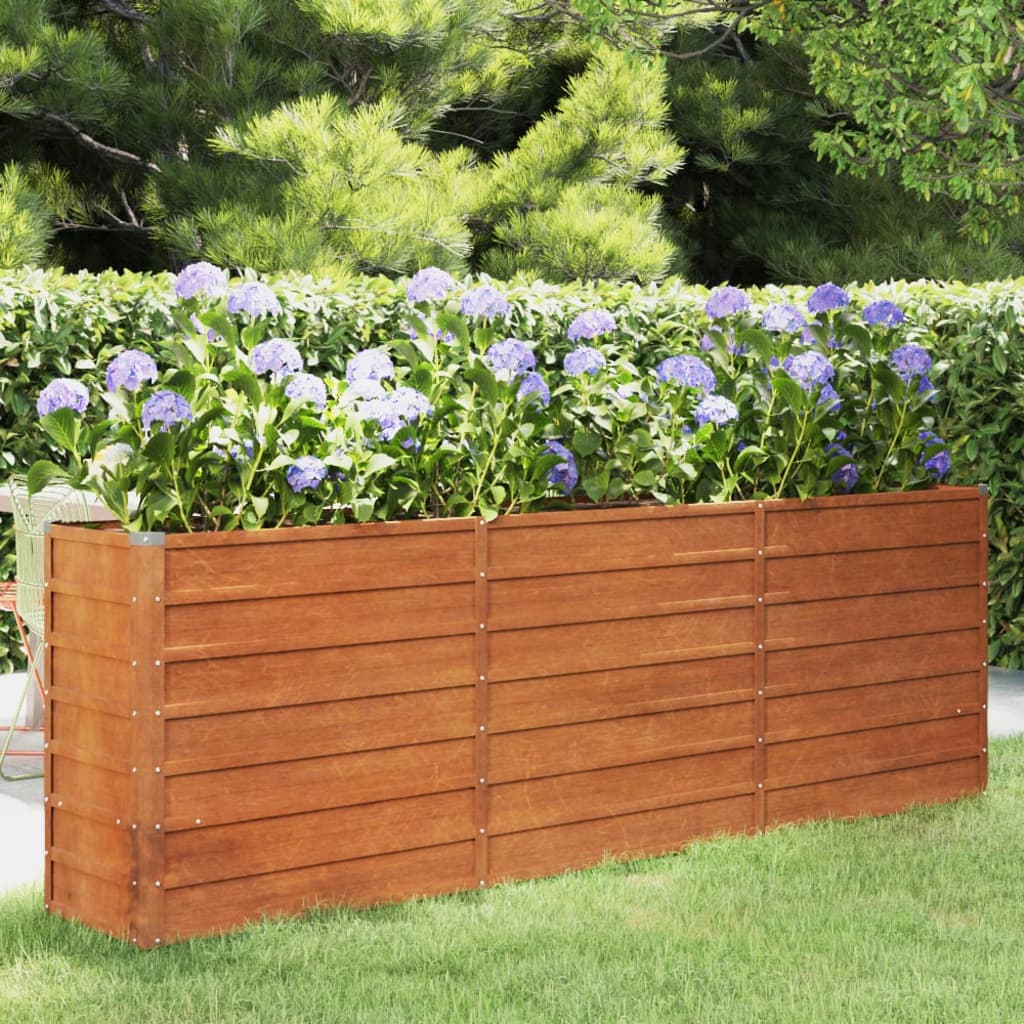 Vidaxl fioriera raccolta 240x40x77 cm in acciaio corten arrugginito