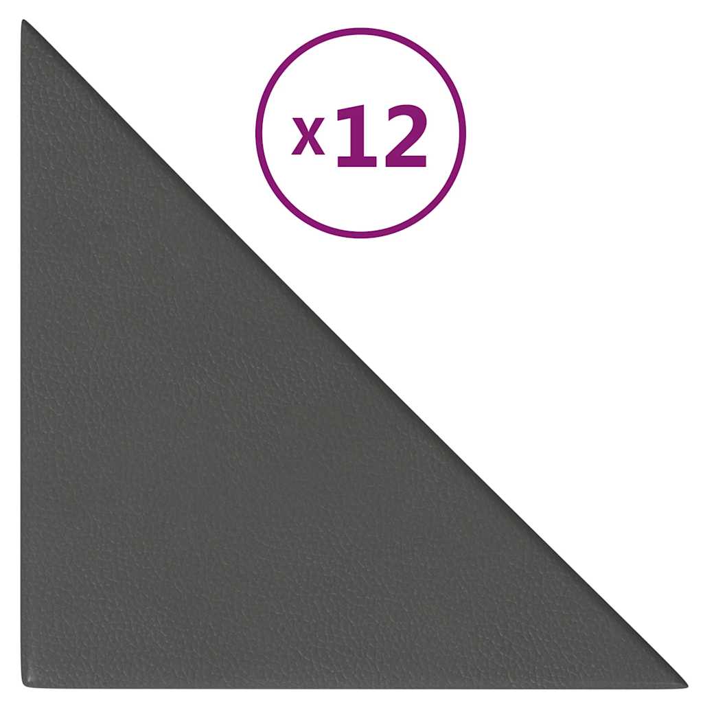Vidaxl väggpaneler 12 st 0,54 m² 30x30 cm konstgjorda lädergrå