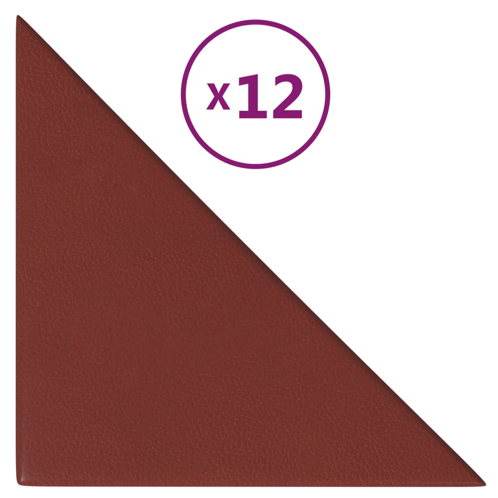 Vidaxl vægpaneler 12 stk 0,54 m² 30x30 cm Kunstig lædervin rød