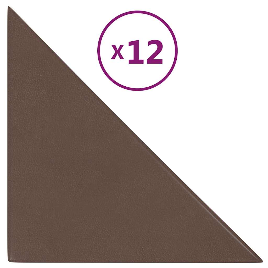 Stenske plošče vidaxl 12 psov 0,54 m² 30x30 cm umetno usnjeno rjavo