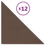 Stenske plošče vidaxl 12 psov 0,54 m² 30x30 cm umetno usnjeno rjavo