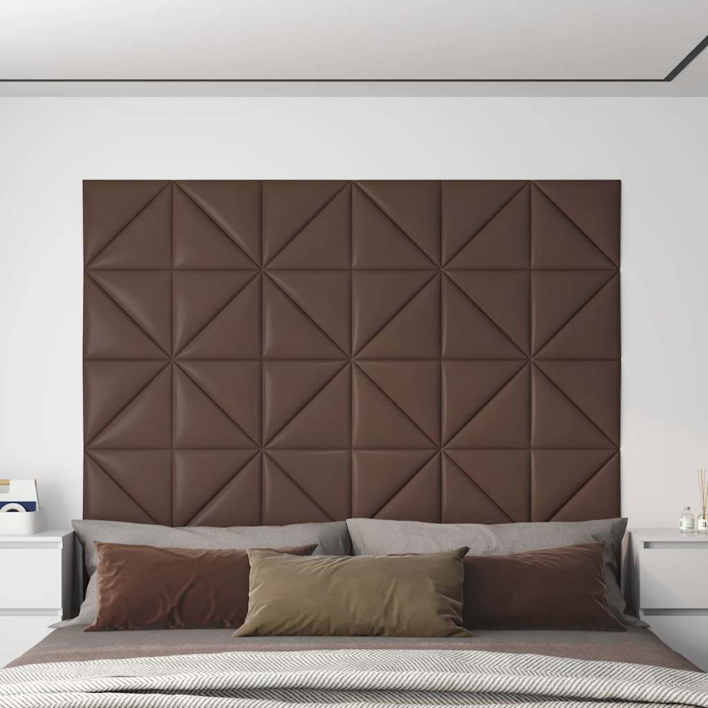 Stenske plošče vidaxl 12 psov 0,54 m² 30x30 cm umetno usnjeno rjavo