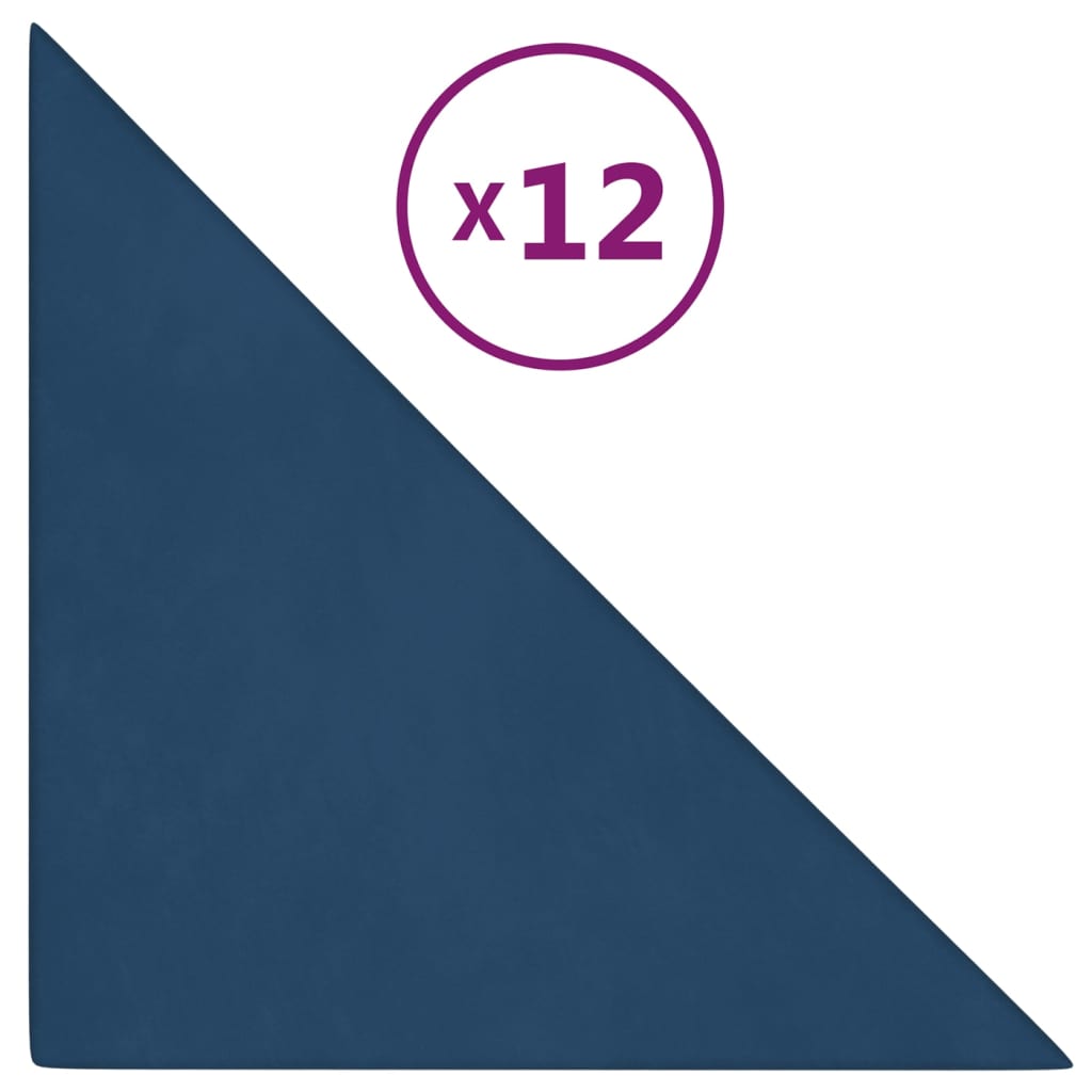 Paneles de pared Vidaxl 12 PCS 0.54 m² 30x30 cm Velvet Azul