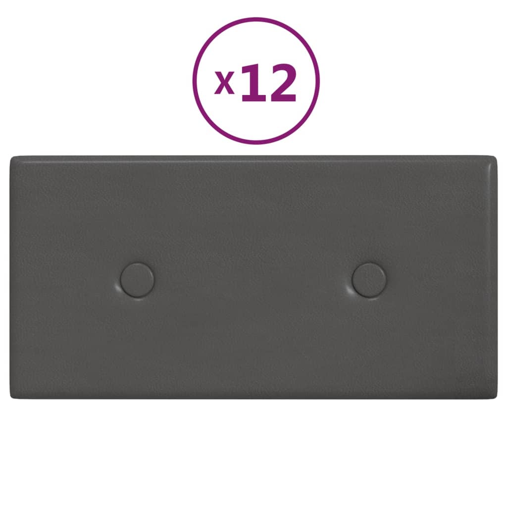 Pannelli a parete Vidaxl 12 pezzi 0,54 m² 30x15 cm in pelle artificiale grigio