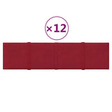 Vidaxl vægpaneler 12 ST 1,08 m² 60x15 cm Velvet Wine Red