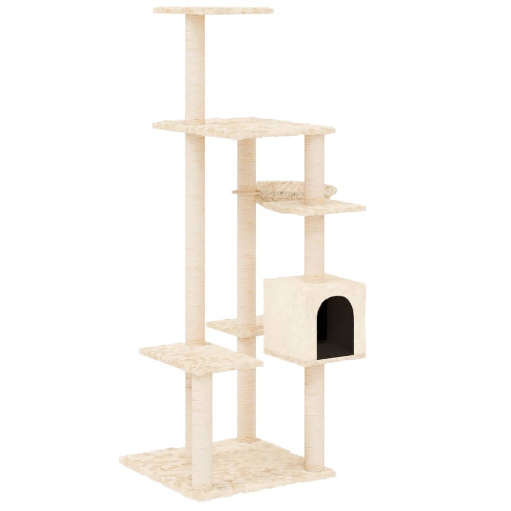 Vidaxl Cat Miwwel mat Sisal kraazt Posts 142 cm Crème -Colored