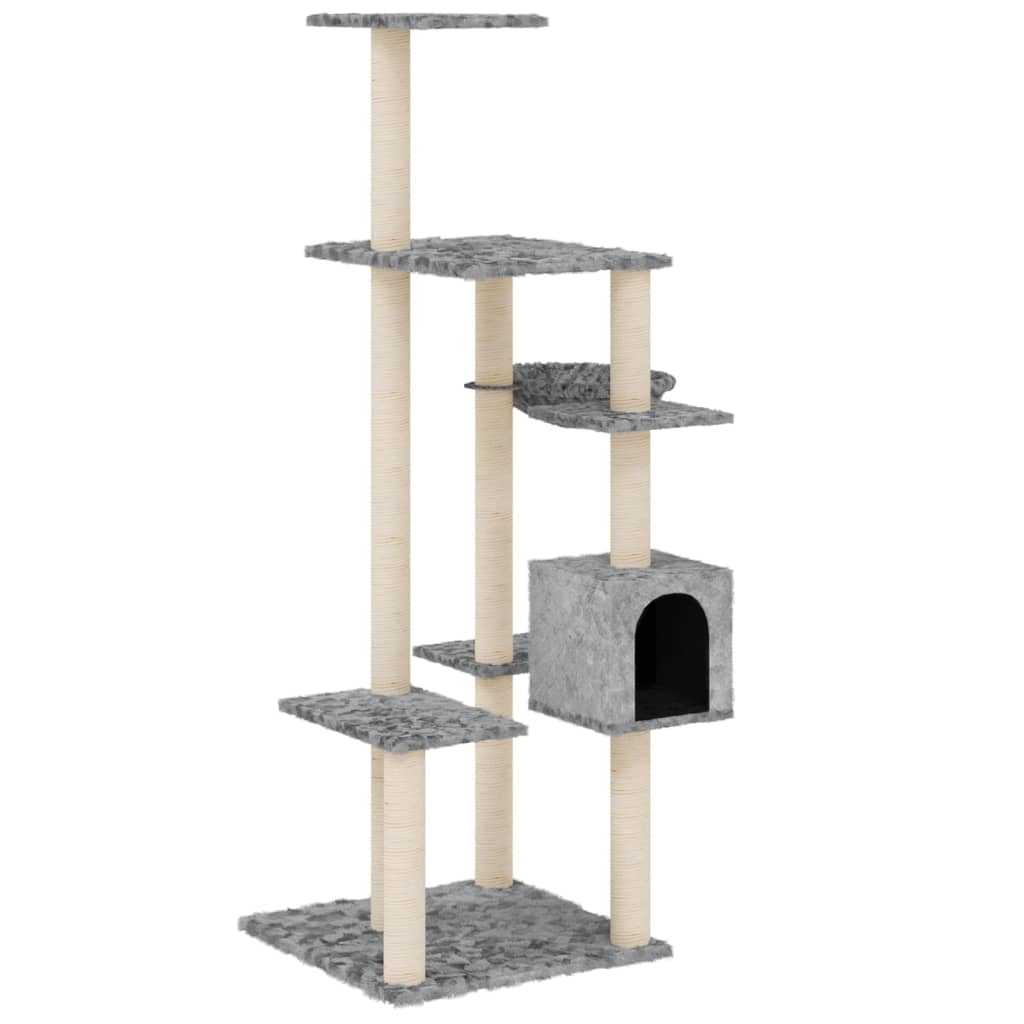 Vidaxl cat furniture with sisal scratching posts 142 cm light gray