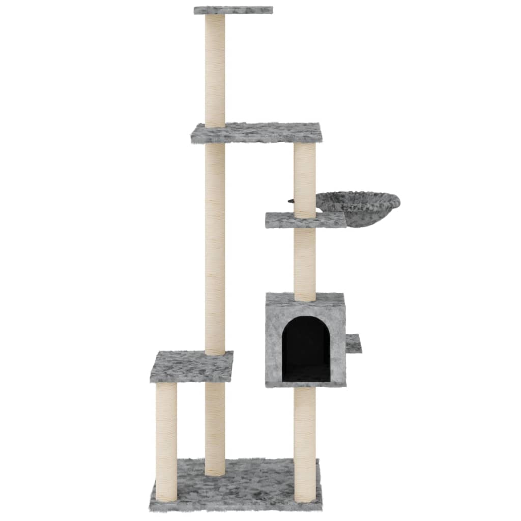 Vidaxl cat furniture with sisal scratching posts 142 cm light gray