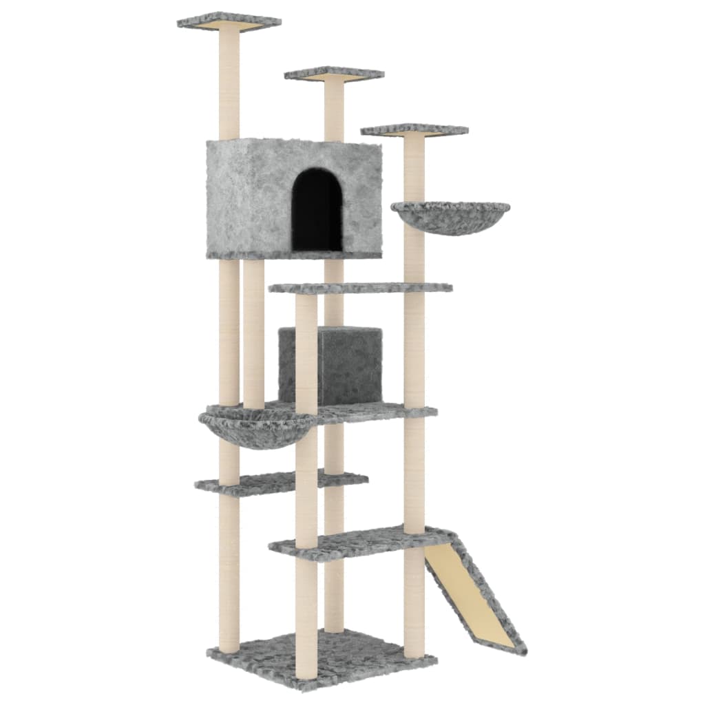 Móveis de gato vidaxl com sisal riscando postagens 191 cm cinza claro