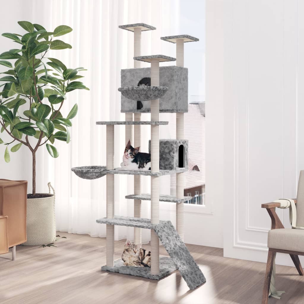 Móveis de gato vidaxl com sisal riscando postagens 191 cm cinza claro
