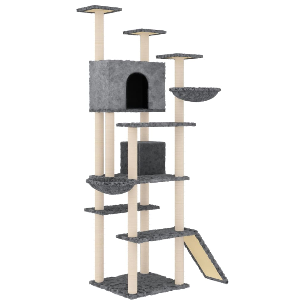 Móveis de gato vidaxl com sisal riscando postagens 191 cm cinza escuro